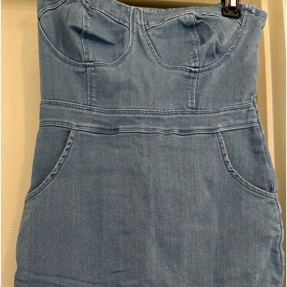 Casual denim halter dress